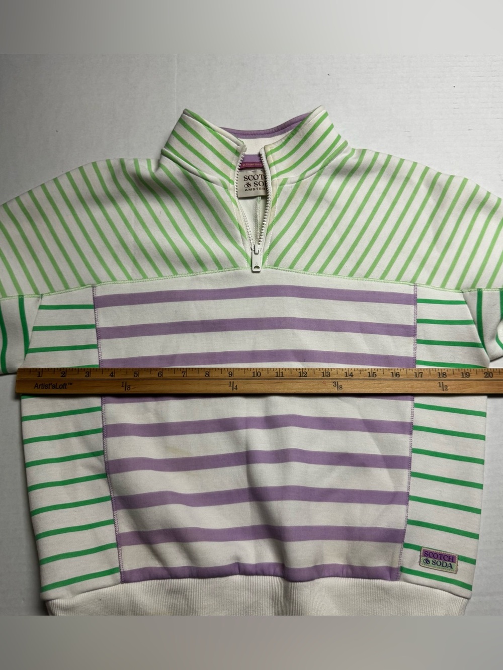 Scotch & Soda Women's Relaxed Half-Zip Sweatshirt In Stripe Size: XS - Picture 11 of 13